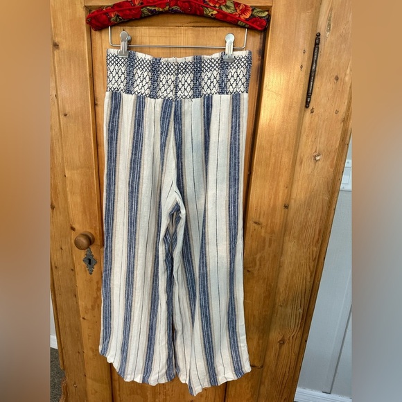 Indigo Rein Wide Leg Linen Blend Culottes Size Medium - Picture 2 of 10